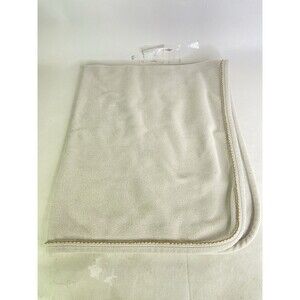 les enphants Fleece Beige Baby Blanket Security Lovey with Brown Trim